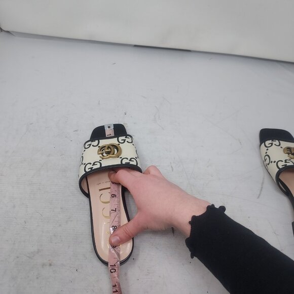 Gucci Jolie GG Marmont Slide Black White Sandal - Picture 5 of 11